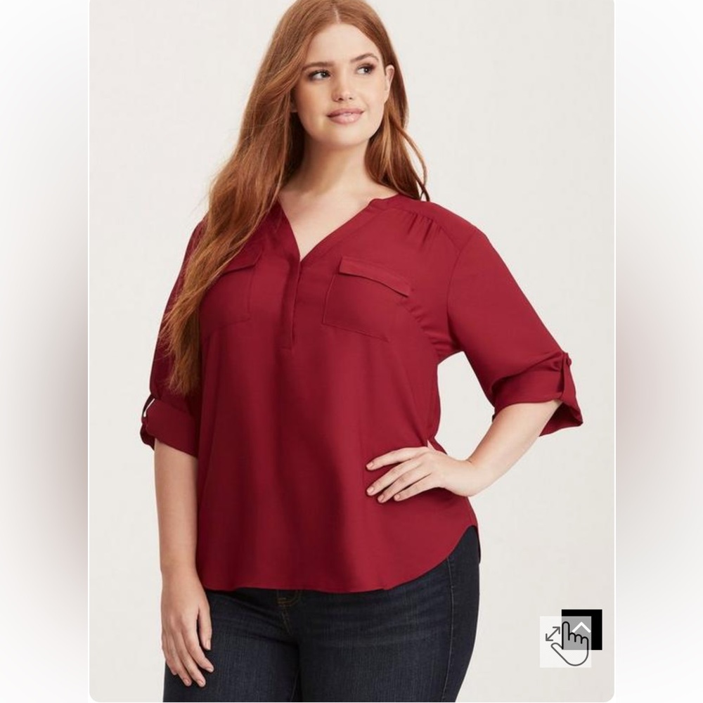 Torrid 2 Harper georgette pullover 3/4 sleeve blouse